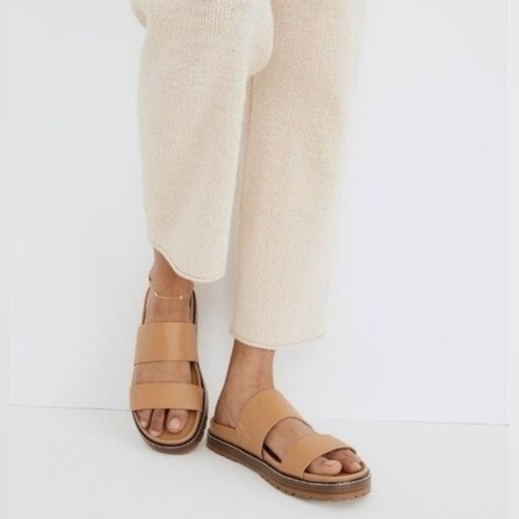 Madewell The Charley double strap slide leather sandal in Desert Camel Sz-10.5 I - Picture 14 of 14
